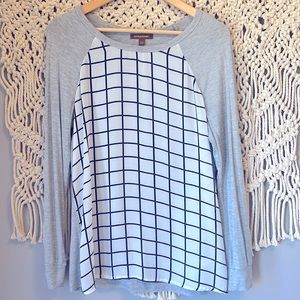 Hive & Honey Sheer Geometric Print Blouse Shirt